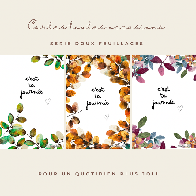 Cartes toutes occasions « série doux feuillage »