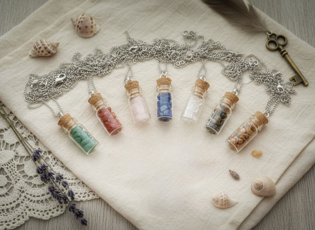 Collier flacon de pierres