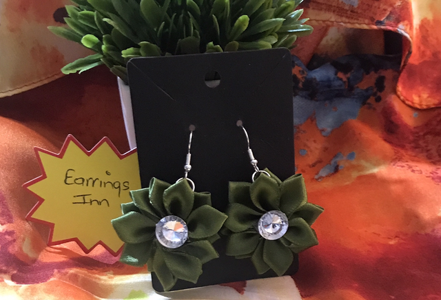 Green Plain Fabric Earrings - PFE13