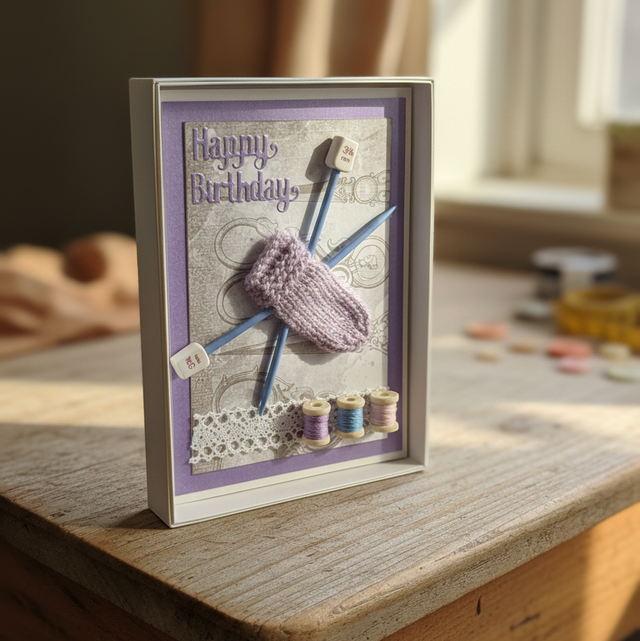 Boxed Happy Birthday Knitting Card