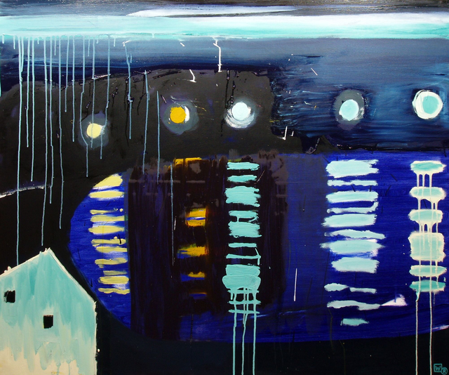 Widok na zatokę, 100x120 olej płótno