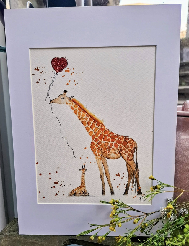 Giraffe &amp; Heart print    
