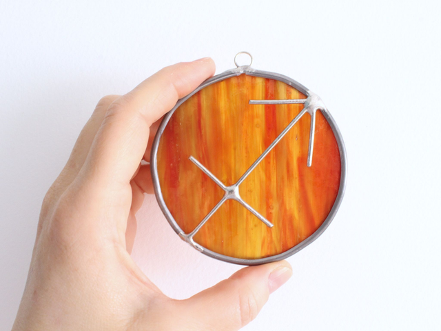 ♐ Suspension astro &quot;Sagittaire&quot; en vitrail