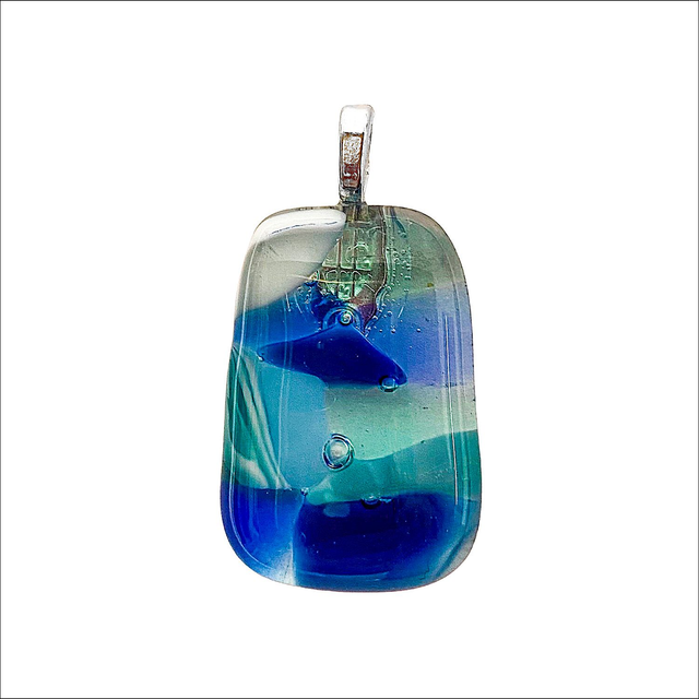 Pendant in shades of blue glass (Ref P20)