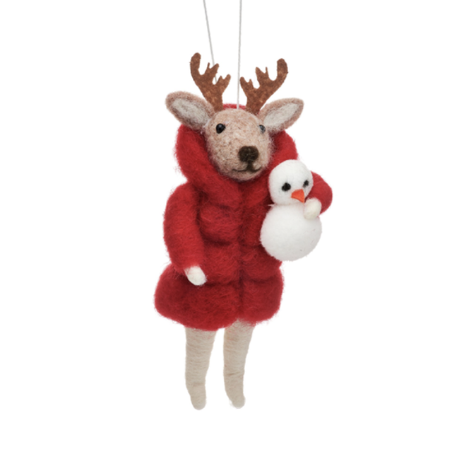 Reindeer In Puffer Jacket Hanging Decoration