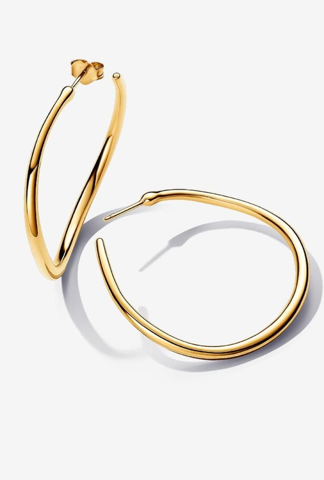 Boucles d'Oreilles Créoles Ouvertes de Forme Organique 42 mm
Métal Doré