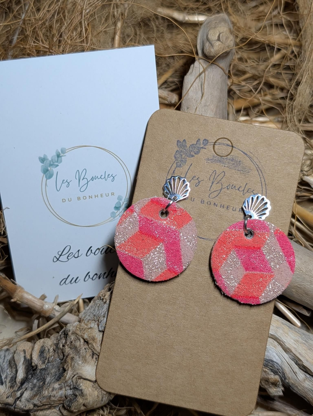 Boucles d'oreilles Moon rose mm004