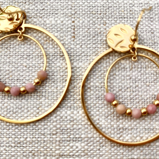 Boucles d&#039;oreilles  perles roses