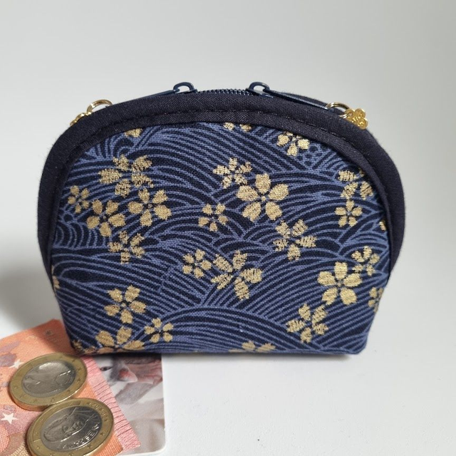 Porte-monnaie arrondi &quot;Sakura&quot; bleu marine