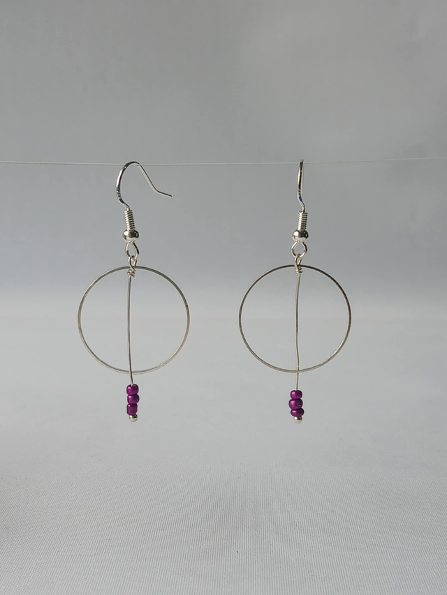 Drop &amp; Circle Earring with Purple Beads