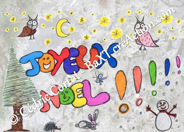 Carte postale à colorier  (Ref Joyeux Noël 1)