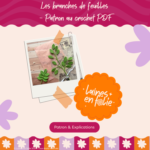 Patron au crochet – Branche de feuilles (PDF)