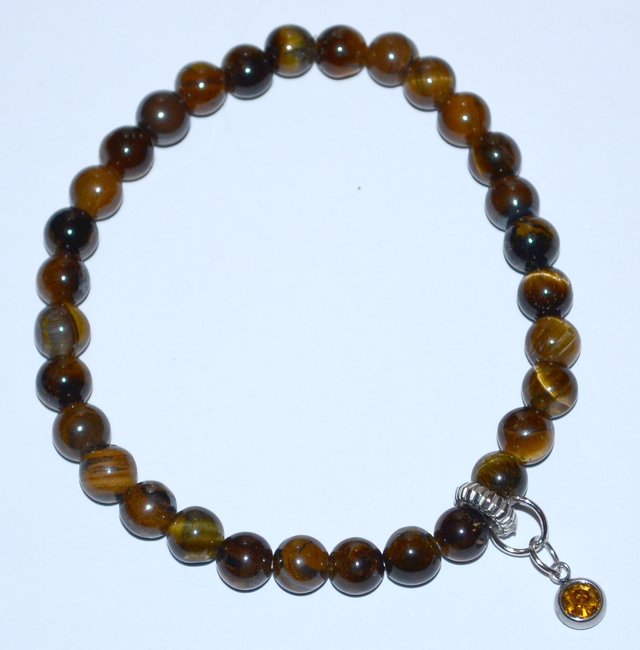 B72- Bracelet oeil du tigre, charm strass