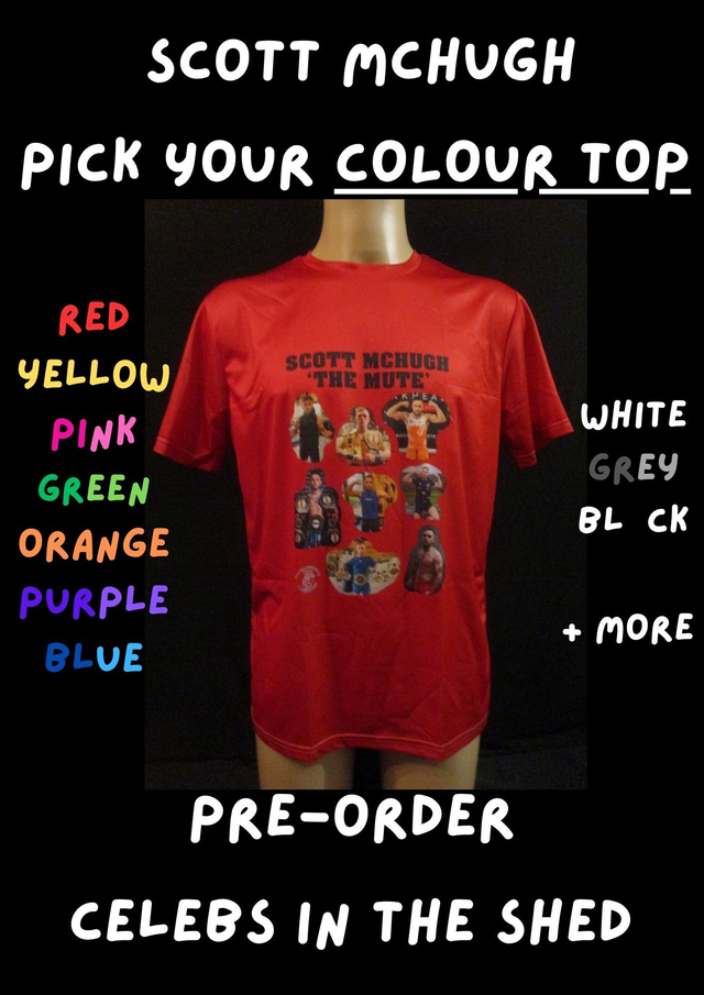 Scott McHugh Champion Bare Knuckle Boxer Picture T-Shirt (Black Bubble Logo) ADULT 100% Polyester Crew Neck Top PRE-ORDER