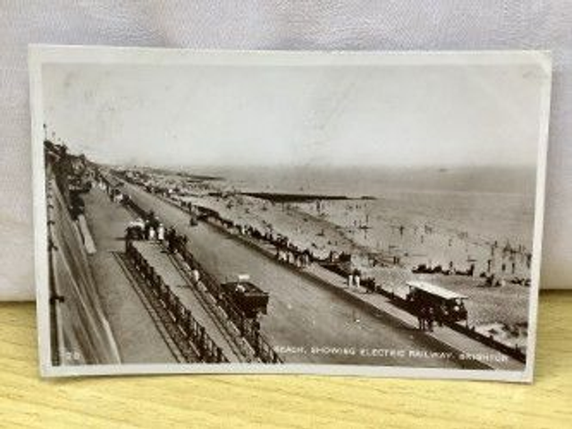 Brighton, Beach Showing Electric Railway, Sussex, Posted 1930 unbranded postcard Our Ref No. R12