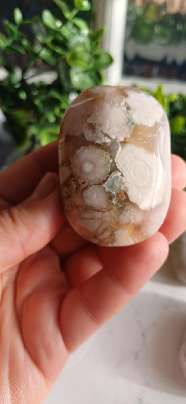 Pink Amethyst with Flower Agate Palm stone No. 2