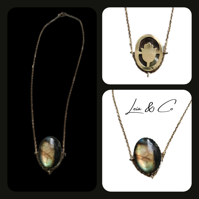 Collier Khamsa avec Labradorite verte LEIA&amp;CO