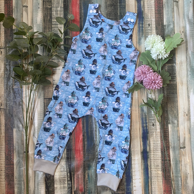 Nautical Bottles Dungarees 1-2y
