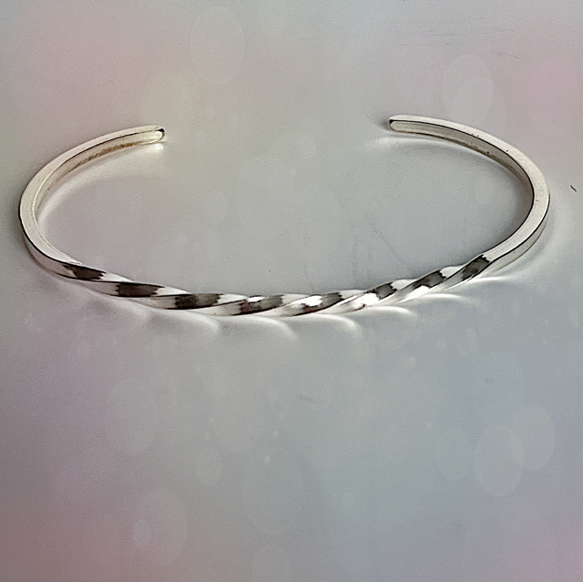 Silver Twisted Cuff Bangle 