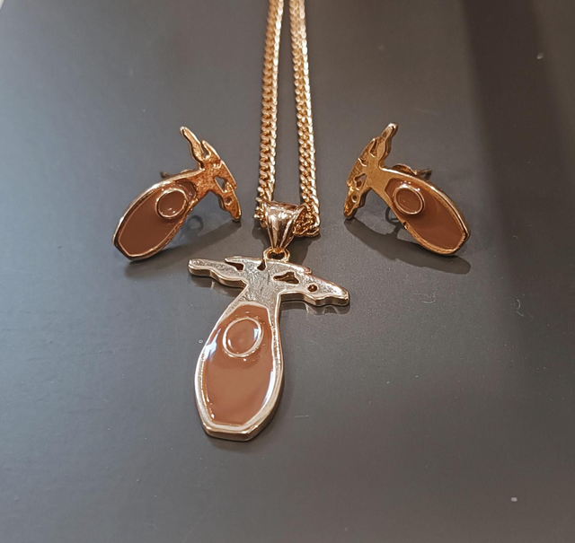 Parure collier Baobab et boucle d'oreille 