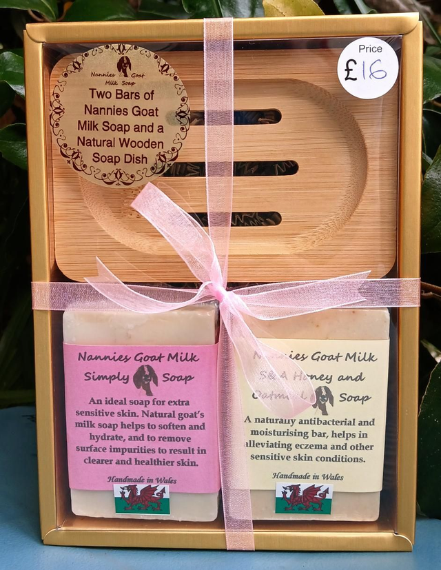 Goat Milk Soap and Wooden Soap Dish 