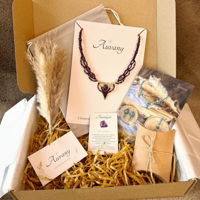 Nocturne - Collier micro-macramé et améthyste / Collection Céleste