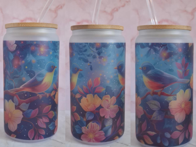 Verre givré oiseaux