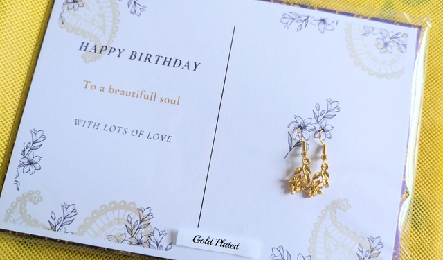 Handmade Birthday Earrings Greeting Card