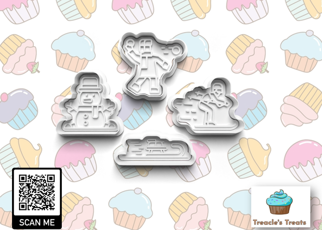 Winter Activities Theme Fondant/cookie stamps with cutters