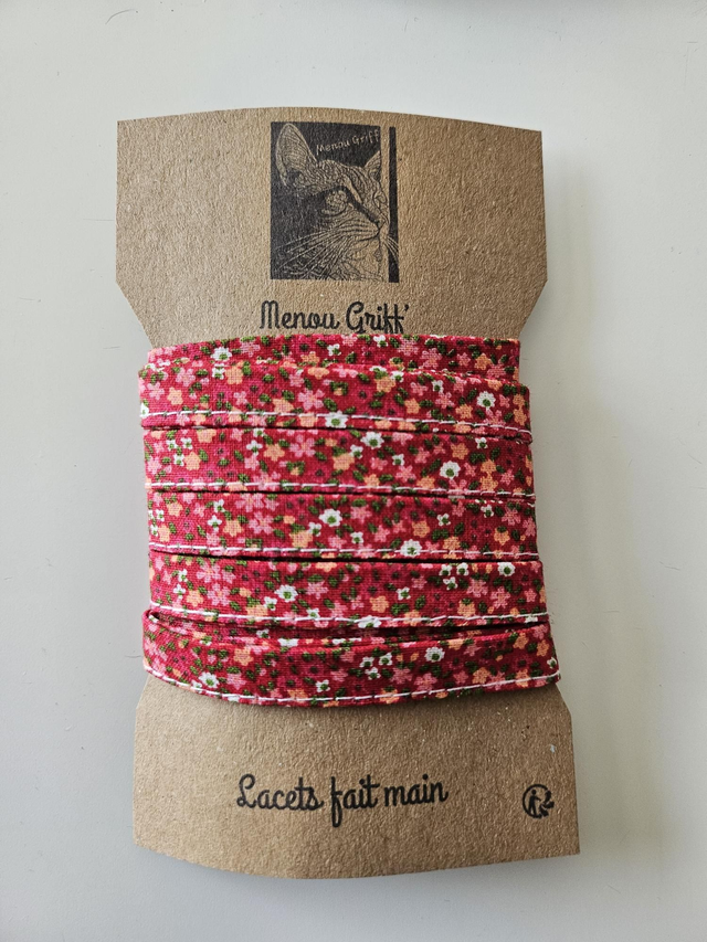 Lacets en tissu fait main - liberty rouge