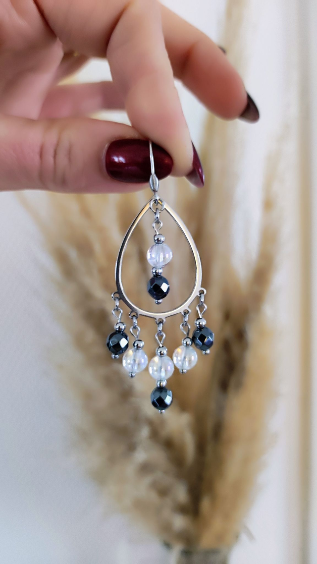 Boucles d'oreilles "Bohème" Hématite facettée