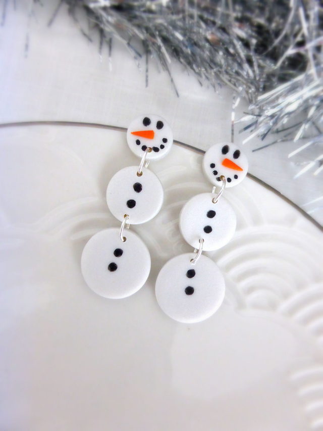 Boucles d'oreilles bonhomme de neige - Noël en Boucles