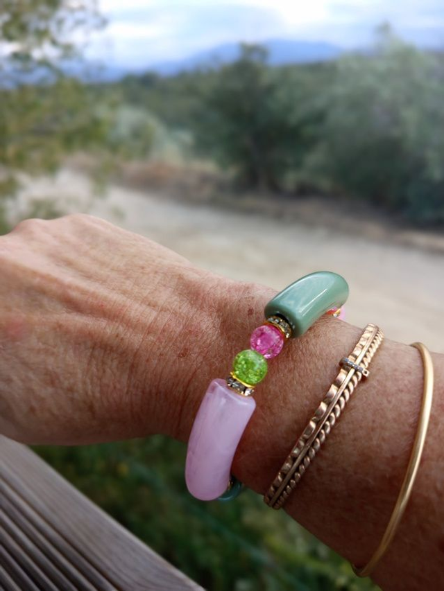 Bracelet perles tubes Arya bicolore uni Cheree