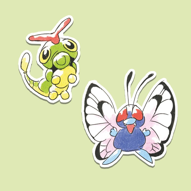 Caterpie and Butterfree vinyl stickers