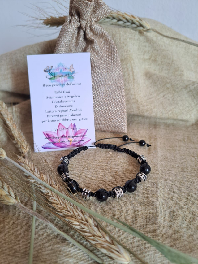 Bracciale uomo ossidiana nera