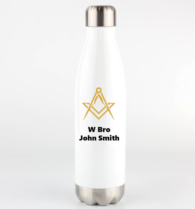 Custom Masonic Water Bottles  - White - 500ml 