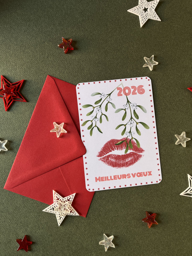 Carte Bonne Année &quot;On s&#039;embrasse ?&quot;