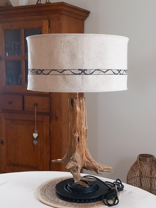 Abat-jour lampe de table en chanvre peint à la main
