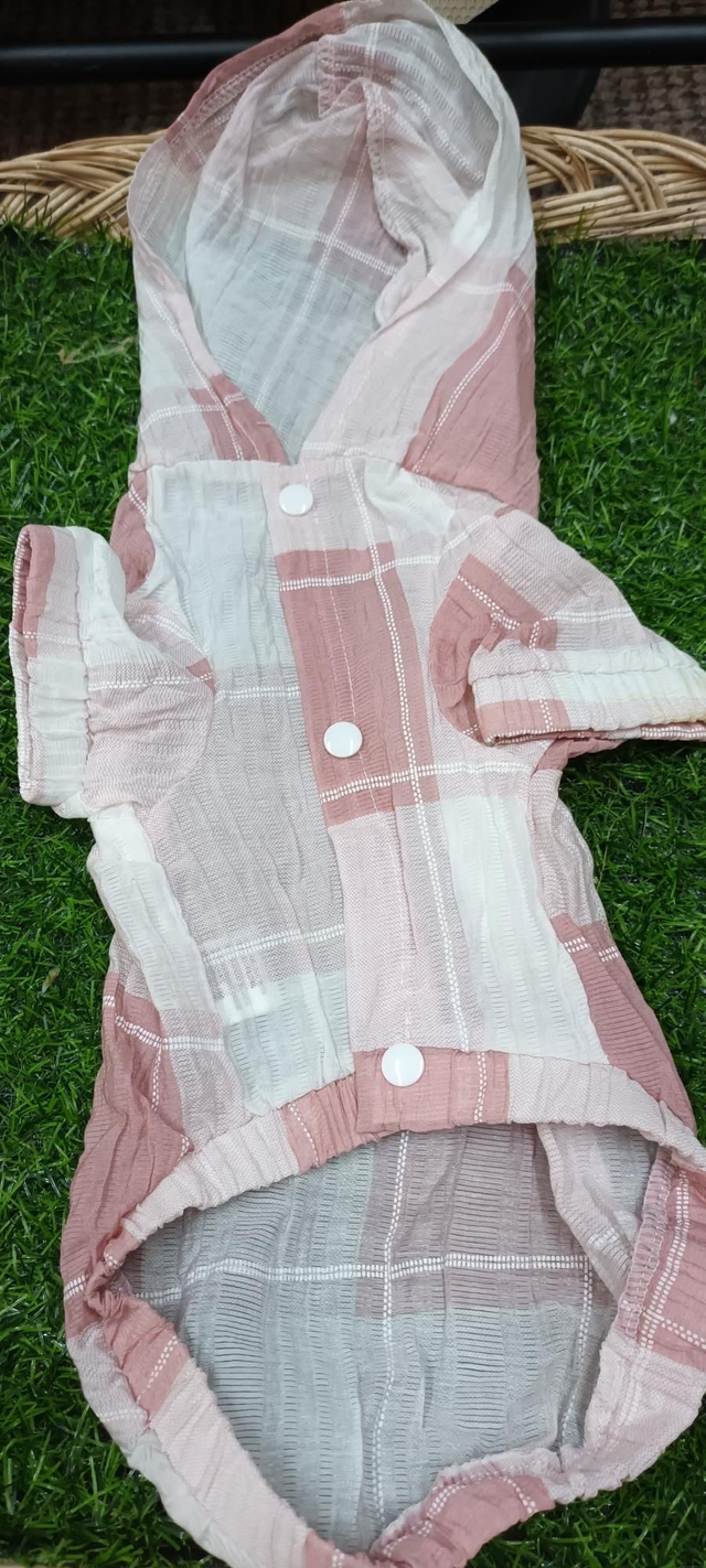 Pink check lightweight Hoodie 