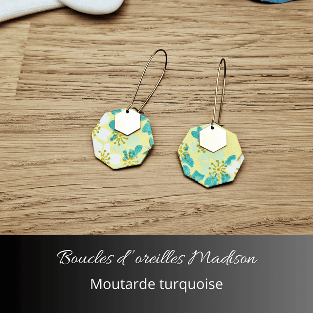 Boucles d'oreilles Madison - Moutarde turquoise