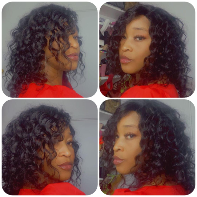 16&quot; Brazilian Hair Lace Part Black Wavy Wig