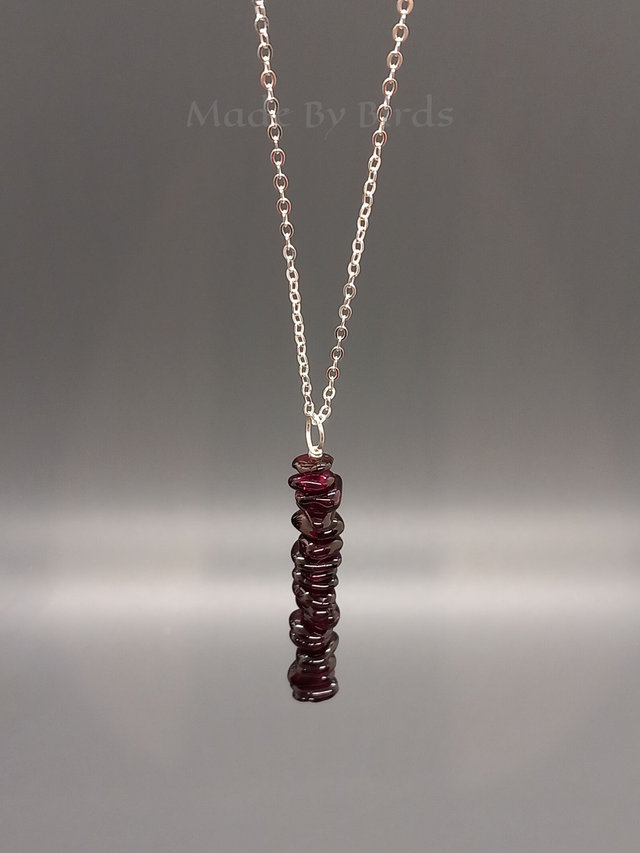 Garnet Chip Beads Sterling silver Necklace & Earrings Set