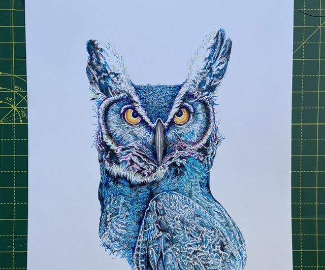 Wise winter owl print