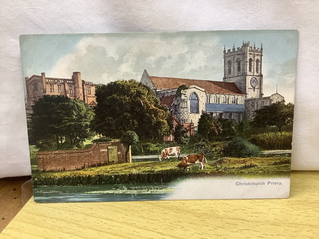 Christchurch Priory, Christchurch, Dorset, J. H. Bishop vintage postcard. Our Ref No. R579 £2.50