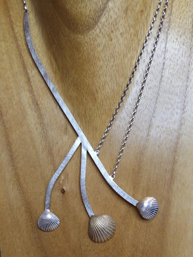 Bronze and silver Clam shell necklace