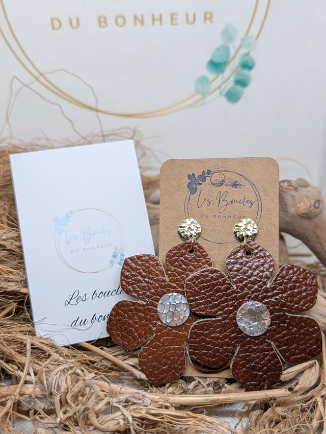 Boucles d'oreilles Ginette marron gi024