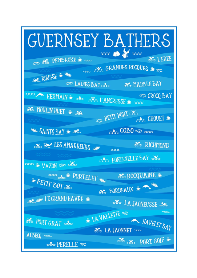 G010 GUERNSEY BATHERS - PRINT available in two sizes at £18 / FRAMED from £45 