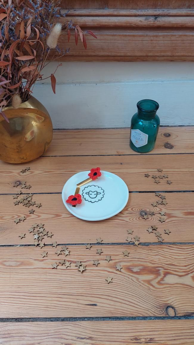 Pince crocodile coquelicot