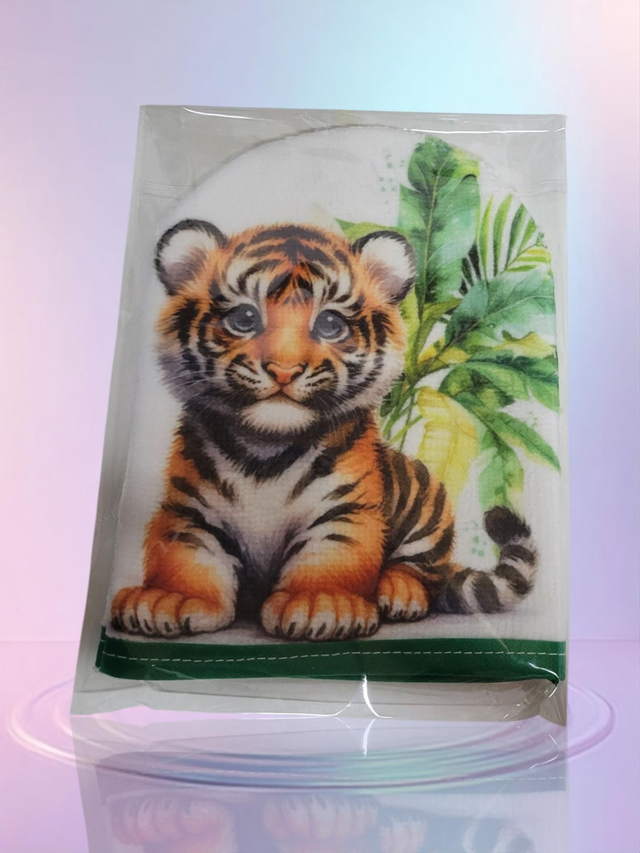 Gant de toilette tigre artisanale 