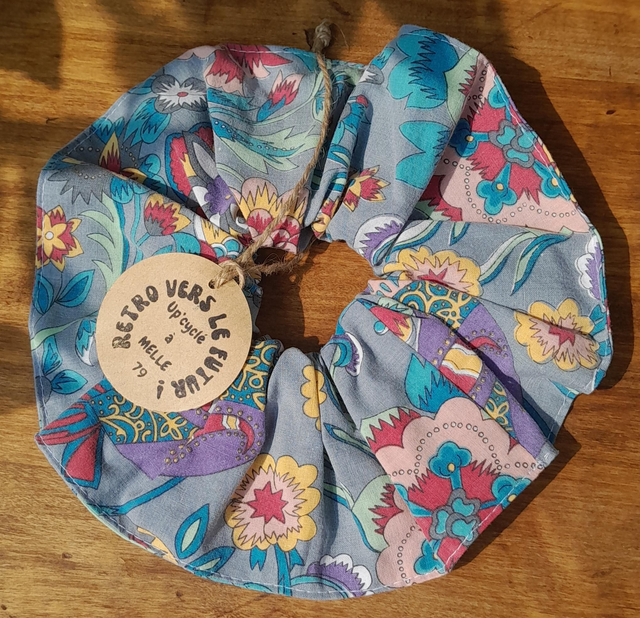 Chouchou XL oiseau/fleurs